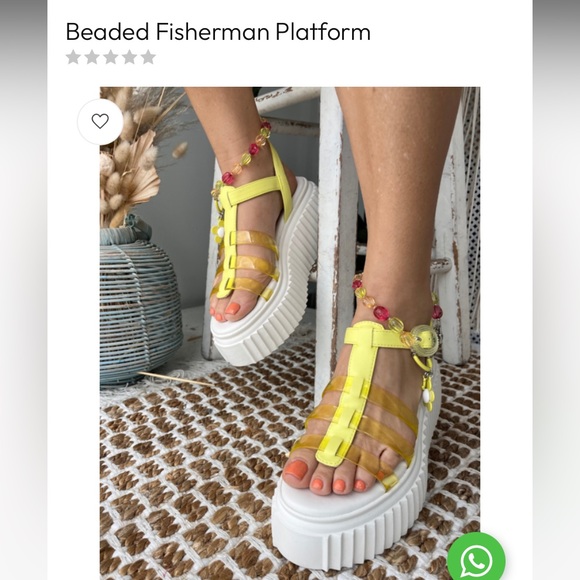 Circus. NY, the Ester Beaded Anklet Fisherman Platform Sandals in Citric Acid. - Picture 1 of 15